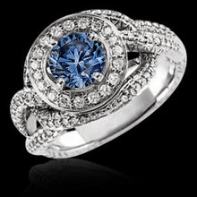 Blue round 1.75 ct. diamond engagement ring white gold