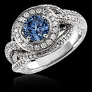 Blue round 1.75 ct. diamond engagement ring white gold