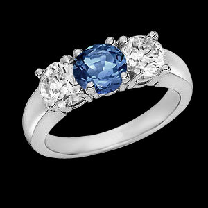 2.13 ct. blue diamonds three stone engagement ring new