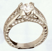 1.40 CARATS diamond solitaire ring accented antique sty