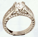 1.40 CARATS diamond solitaire ring accented antique sty