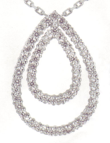 3.19 carats Diamond Pear Pendant WHITE GOLD necklace je