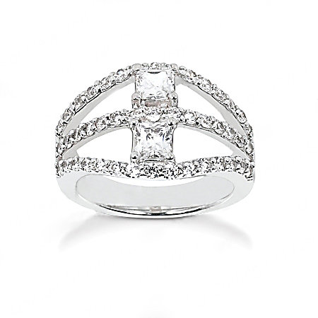 F VVS1 DIAMONDS RING 1.40 cts. jewelry white gold new