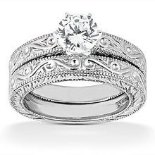 1.01 Ct. diamonds solitaire wedding ring band set F VS1