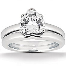 Heart cut diamond 1 Ct. wedding band set solitaire ring