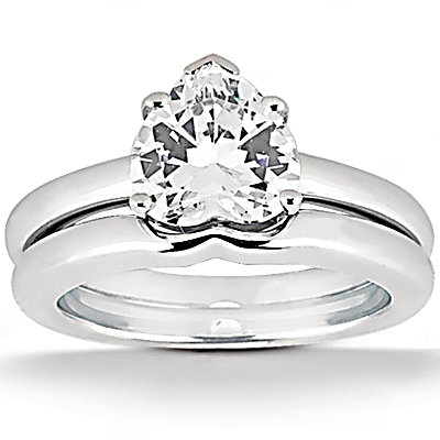 Heart cut diamond 1 Ct. wedding band set solitaire ring