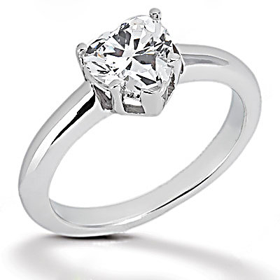 Heart cut diamond 1 Ct. wedding band set solitaire ring