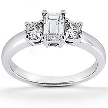 1.4 Ct. diamonds three stone ring emerald cut gold ring
