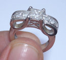 1.66 carats princess cut pave diamond engagement ring