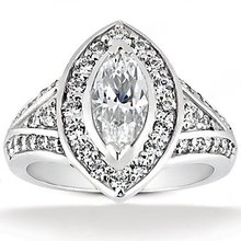 Diamond wedding ring maruquise cut diamonds 1.76 Ct.