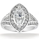 Diamond wedding ring maruquise cut diamonds 1.76 Ct.
