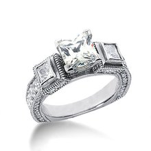 White gold & diamonds 2.51 ct. 3 stone engagement ring
