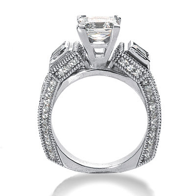 White gold & diamonds 2.51 ct. 3 stone engagement ring