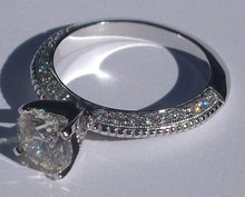2.01 carats round micro pave diamond engagement ring