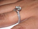 2.01 carats round micro pave diamond engagement ring