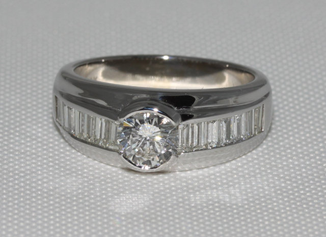 2 carat diamonds engagement ring men's band white gold