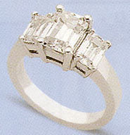 2.01 carats G SI1 Diamond three stone ring emerald cut