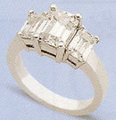 2.01 carats G SI1 Diamond three stone ring emerald cut