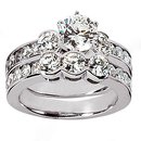 2 Ct. diamond three stone ring wedding band gold white