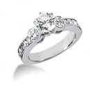 2 Ct. diamond three stone ring wedding band gold white