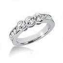 2 Ct. diamond three stone ring wedding band gold white