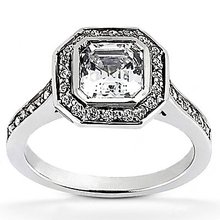 Princess cut diamond wedding ring 1.35 Ct. E VVS1 gold