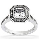 Princess cut diamond wedding ring 1.35 Ct. E VVS1 gold