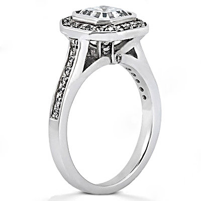Princess cut diamond wedding ring 1.35 Ct. E VVS1 gold