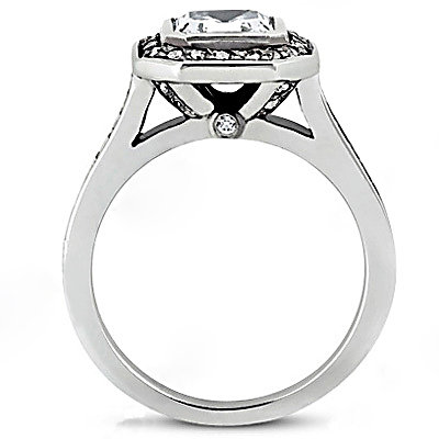 Princess cut diamond wedding ring 1.35 Ct. E VVS1 gold