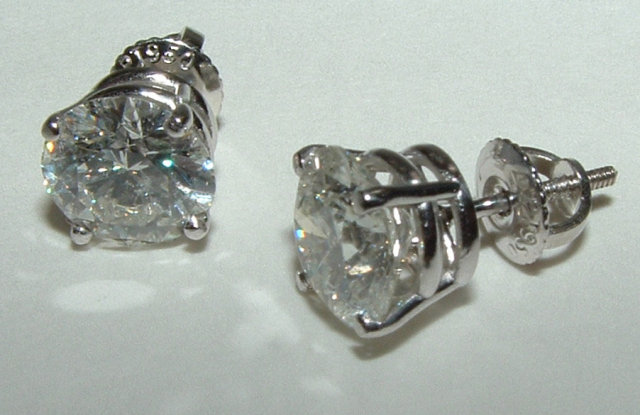 2 carat diamond stud post earrings F SI1 diamond studs