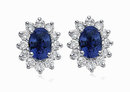 3.5 ct. Oval blue diamond stud earrings pair gold new