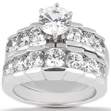 F VVS1 diamond wedding ring 2 Ct. engagement set gold