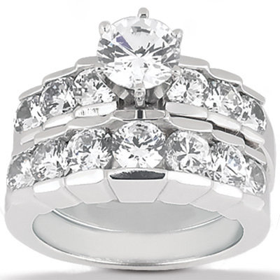 F VVS1 diamond wedding ring 2 Ct. engagement set gold