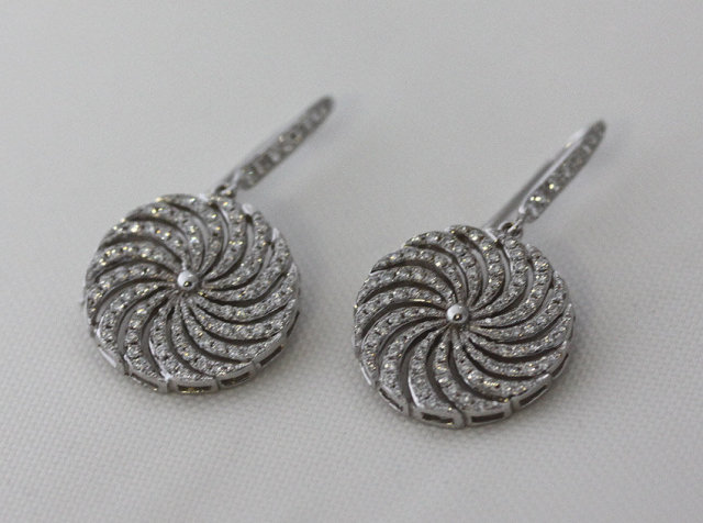 3.50 carat diamonds dangle earrings pair white gold new