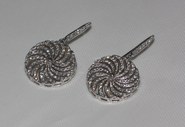 3.50 carat diamonds dangle earrings pair white gold new