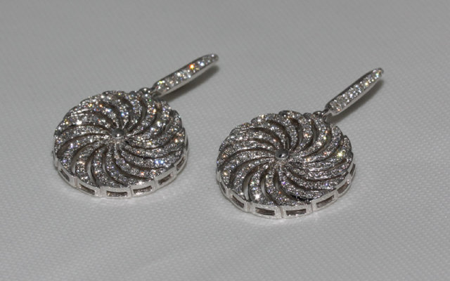 3.50 carat diamonds dangle earrings pair white gold new