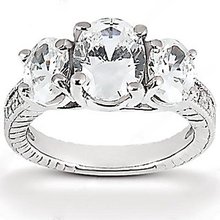 F VS1 diamonds three stone wedding ring 2.31 ct diamond