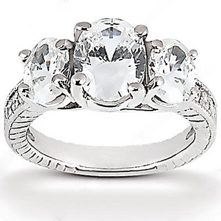 F VS1 diamonds three stone wedding ring 2.31 ct diamond