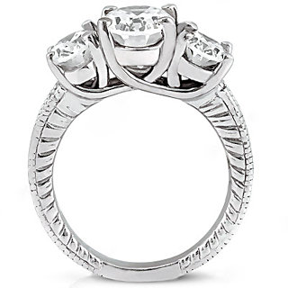 F VS1 diamonds three stone wedding ring 2.31 ct diamond