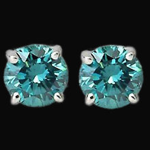 3 carat blue diamonds earrings stud ear ring white gold