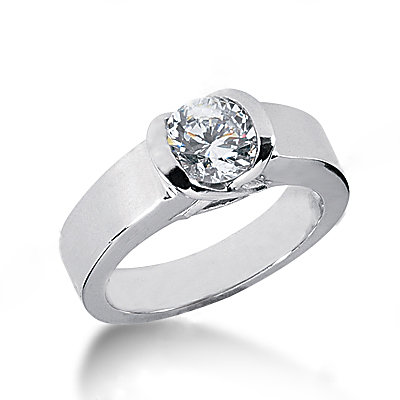 White gold diamond solitaire engagement ring 1.51 carat