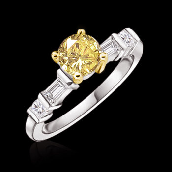 1.61 ct. fancy yellow diamonds engagement ring gold new