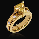 1.75 Ct. Trillion cut fancy yellow diamonds ring gold