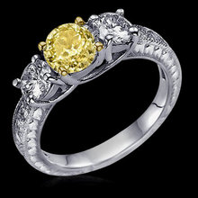 2.51 ct. yellow canary diamonds 3-stone engagement ring