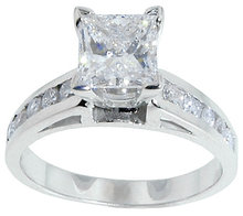 2.01 carat DIAMOND PRINCESS CUT antique look ring gold