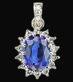 2 carat diamonds pendant necklace oval cut blue diamond