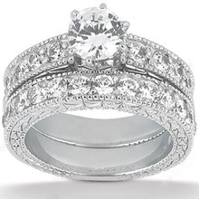 2 carats diamonds engagement ring wedding band set gold
