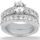 2 carats diamonds engagement ring wedding band set gold