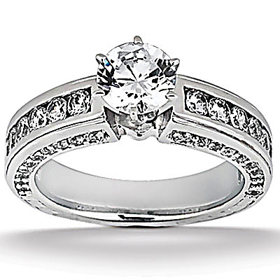 F VVS1 diamonds 2.25 ct. engagement band set gold ring