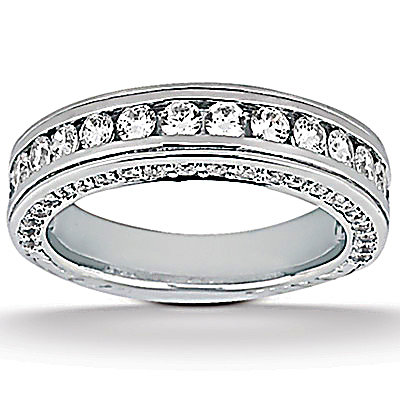 F VVS1 diamonds 2.25 ct. engagement band set gold ring